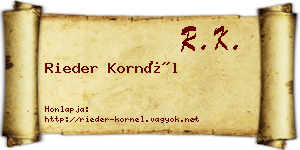 Rieder Kornél névjegykártya
